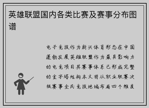 英雄联盟国内各类比赛及赛事分布图谱